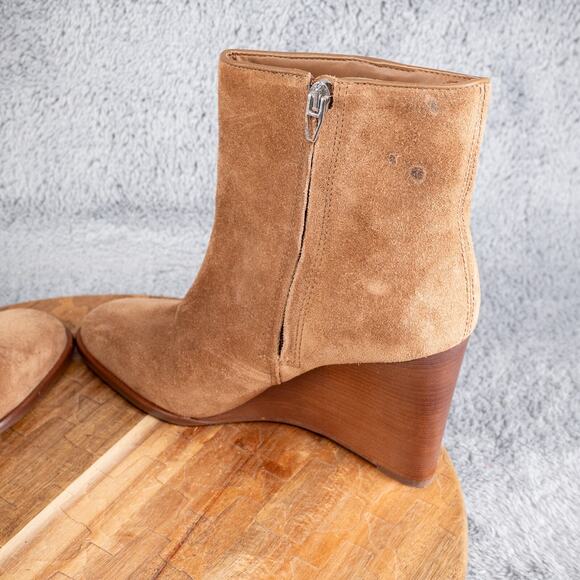 DOLCE VITA Womens Brown Padded Susann Square Toe Wedge Leather Booties 9 - Picture 6 of 9